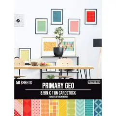 Colorbok&reg; Primary Geometric 8.5" x 11" Double-Sided Cardstock, 50 Sheets