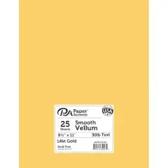 PA Paper&trade; Accents 8.5'' x 11'' 27lb. Smooth Vellum Paper, 25 Sheets 14kt Gold