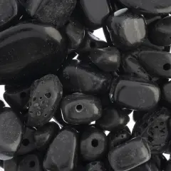 John Bead Earth's Jewels Natural Stone Bead Assortment, 100g Dyed Black Lava Rock