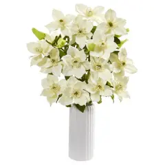 21" Anemone Arrangement In White Vase Cream