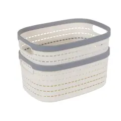 Simplify Medium White Basket Storage Tote, 2ct.