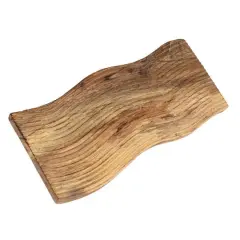 Hello Honey&reg; 16" Walnut Finish Grooved Mango Wood Cheese & Cutting Board