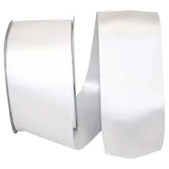 JAM Paper 2.5'' x 50yd. Double Face Satin Ribbon White