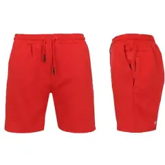 Galaxy By Harvic Men's Tech Fleece Jogger Sweat Lounge Shorts with Long Zipper Side Pocket Red