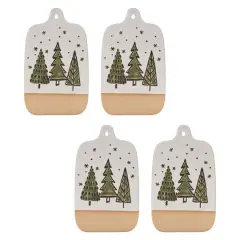 10.5" Ceramic Pine Tree Cutting Board Tray Set 