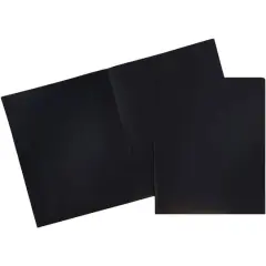 JAM Paper 9.5" x 11.5" Plastic 2 Pocket School POP Folders, 6ct. Black