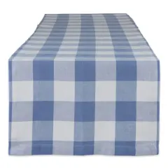 DII&reg; 108" Buffalo Check Table Runner Stonewash Blue/White