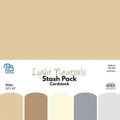 PA Paper&trade; Accents Light Neutrals Stash Pack 12" x 12" Cardstock, 40 Sheets