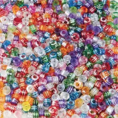 Color Splash!&reg; Colorful Metallic Striped Plastic Pony Beads, 8mm
