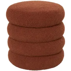 17" Copper Fabric Geometric Bubble Shaped Boucle Stool