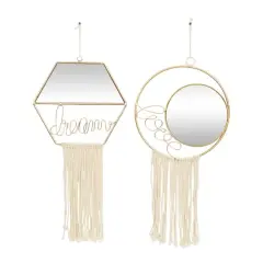 Gold Metal Contemporary Hanging Wall Mirrors Set 