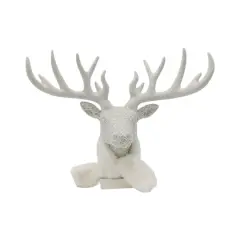 14" White Reindeer Head with Scarf Tabletop D&eacute;cor by Ashland&reg;