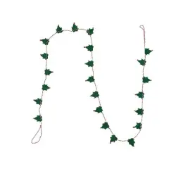Hello Honey&reg; 6ft. Handmade Wool Felt Green Leaves with Red & Gold Jingle Bells Garland