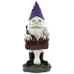 11.75" Gnome Skeleton "Keep Out" Halloween Decoration