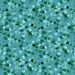 Fabric Editions Turquoise Watercolor Floral Cotton Fabric