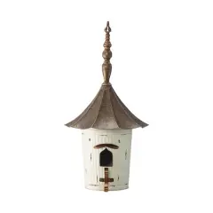 Glitzhome&reg; 30" White Pagoda Metal Birdhouse