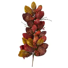 36" Autumn Magnolia Leaf with Berries Teardrop Swag