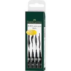 Faber-Castell&reg; PITT&reg; 4 Piece Black Artist Pen Set