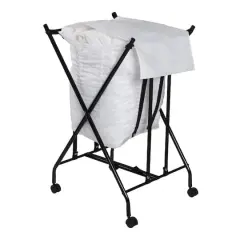 Honey Can Do Black/White Single Bounce Back Hamper with Wheels and Lid