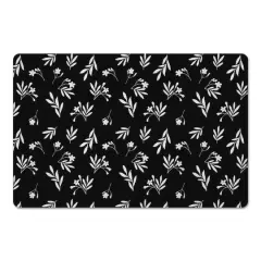 Simple Black Floral 27" x 18" Floor Mat