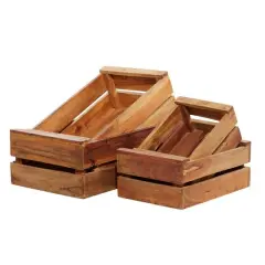 Set of 4 Brown Mahogany Farmhouse Storage Basket, 22" x 15" x 9"