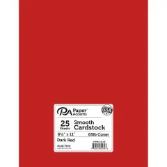 PA Paper&trade; Accents 8.5" x 11" 65lb. Smooth Cardstock, 25 Sheets Dark Red