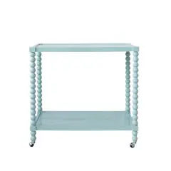 Hello Honey&reg; Blue Rubberwood 2-Tier Bar Cart on Wheels, Blue