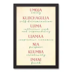 Principles of Kwanzaa Black Framed Canvas Wall Art