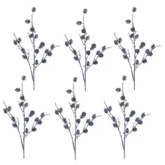 39" Glittered Blue Pinecone Twig Sprays, 6ct.