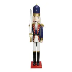 48.25'' Blue and White Christmas Nutcracker Soldier with Sword Decoration