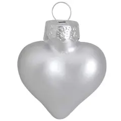 Whitehurst 56ct. 2" Matte Silver Glass Heart Ornaments