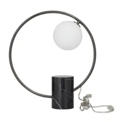 17.5" Marble Contemporary Abstract Accent Lamp Black