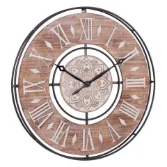 Brown Farmhouse Wood Wall Clock, 34" x 34"