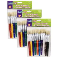 Creativity Street&reg; Beginner Flat Stubby Paint Brushes, Flat Stubby Brushes, 3 Packs of 10