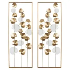 Gold & White Floral Wall Art Set, 2ct.