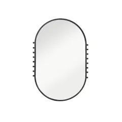 Hello Honey&reg; 35.5" Matte Black Metal Framed Oval Wall Mirror with Balls