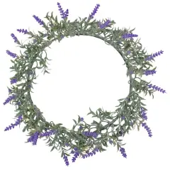 16" White LED Lighted Artificial Lavender Spring Wreath