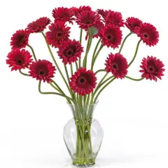 21" Gerbera Daisy Liquid Illusion Silk Flower Arrangement Red