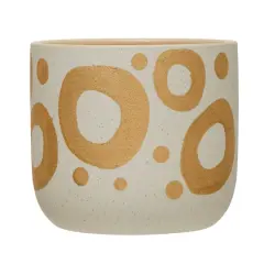 Hello Honey&reg; 6.5" White & Gold Hand-Painted Stoneware Planter