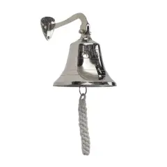 8" Silver Titanic Nautical Bell Wall Accent with Rope Pull