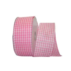 Reliant 2.5" x 50yd. Great Gingham Wired Ribbon Pink