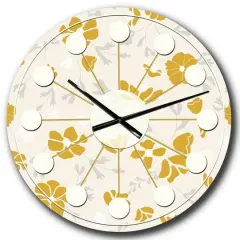 Designart 'Retro Handdrawn Poppies Iii Mid-Century Modern Wall Clock