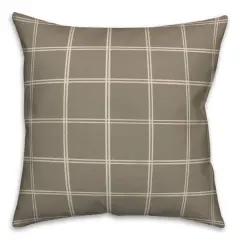 Taupe & White Check Throw Pillow