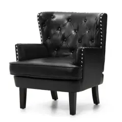 Glitzhome&reg; Modern Leatherette Button-Tufted Accent Armchair Black