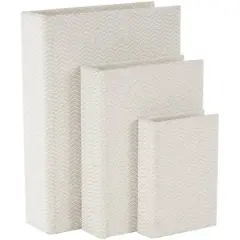 Cream Fabric Storage Book Box Set