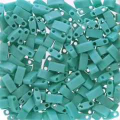Miyuki&reg; Half Tila&reg; 5mm 2-Hole Glass Seed Beads Turquoise Green Opaque