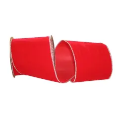 The Ribbon Roll 4" x 10yd. Velvet Wired Ribbon Red/Silver