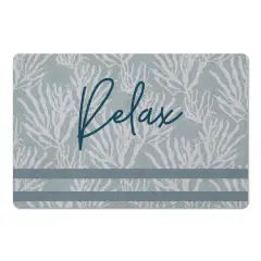 Relax Stripe Floor Mat White Coral Blue Stripe on Blue