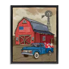 Stupell Industries Vintage Americana Barn Floater Framed Art Black