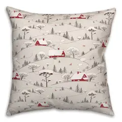 Snowy Village18x18 Throw Pillow